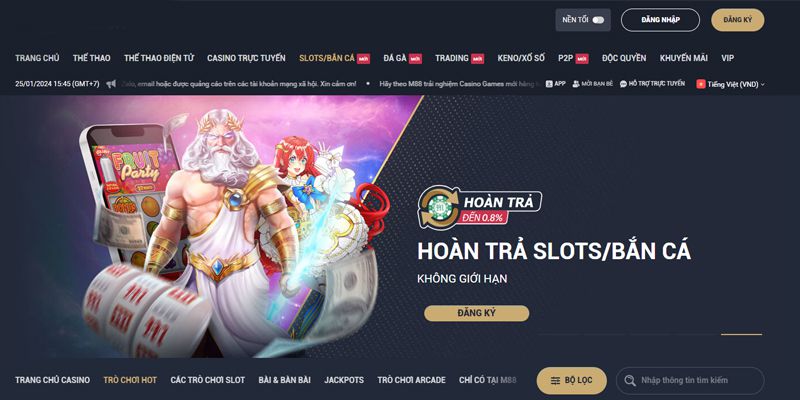 Giao diện của cổng game